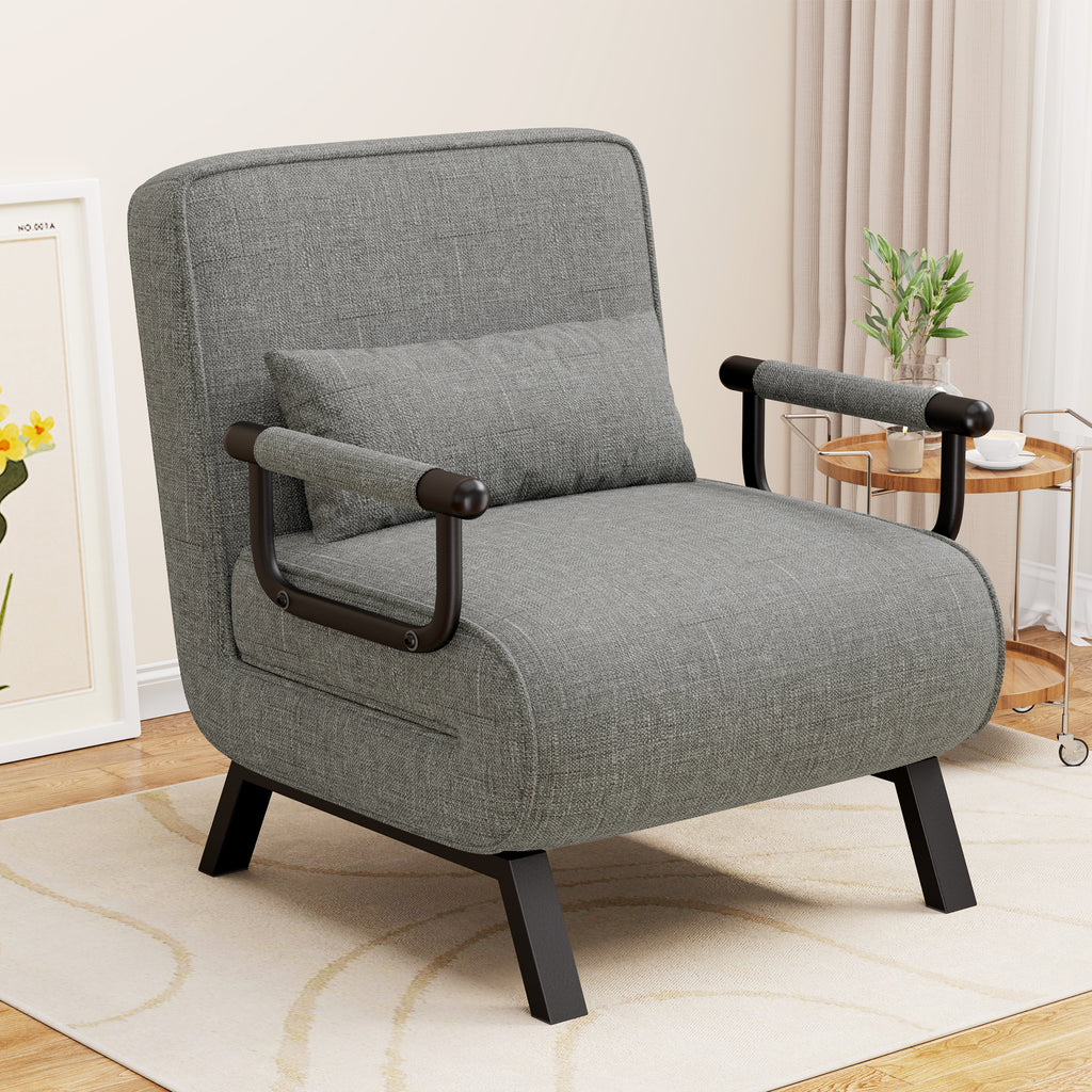 Daluvenix 4 in 1 Convertible Sofa Bed Sleeper Chair with a Pillow, 5 Position Modern Single Person Chaise Lounge Couch , Linen Folding Bed for Living Room Office