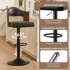 Daluvenix Swivel Bar Stools Set of 2/4, Wooden Kitchen Bar Chairs with Back, PU Leather Counter Height Barstools for Kitchen Island