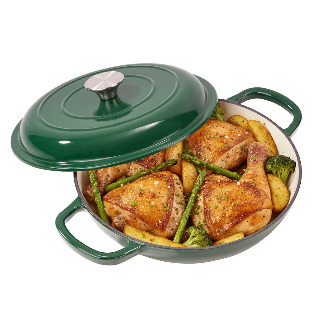 Daluvenix 3 Quart Cast Iron Dutch Oven for Cooking/Stewing – Enameled, Nonstick, Dual Handles, Oven & Stovetop Friendly