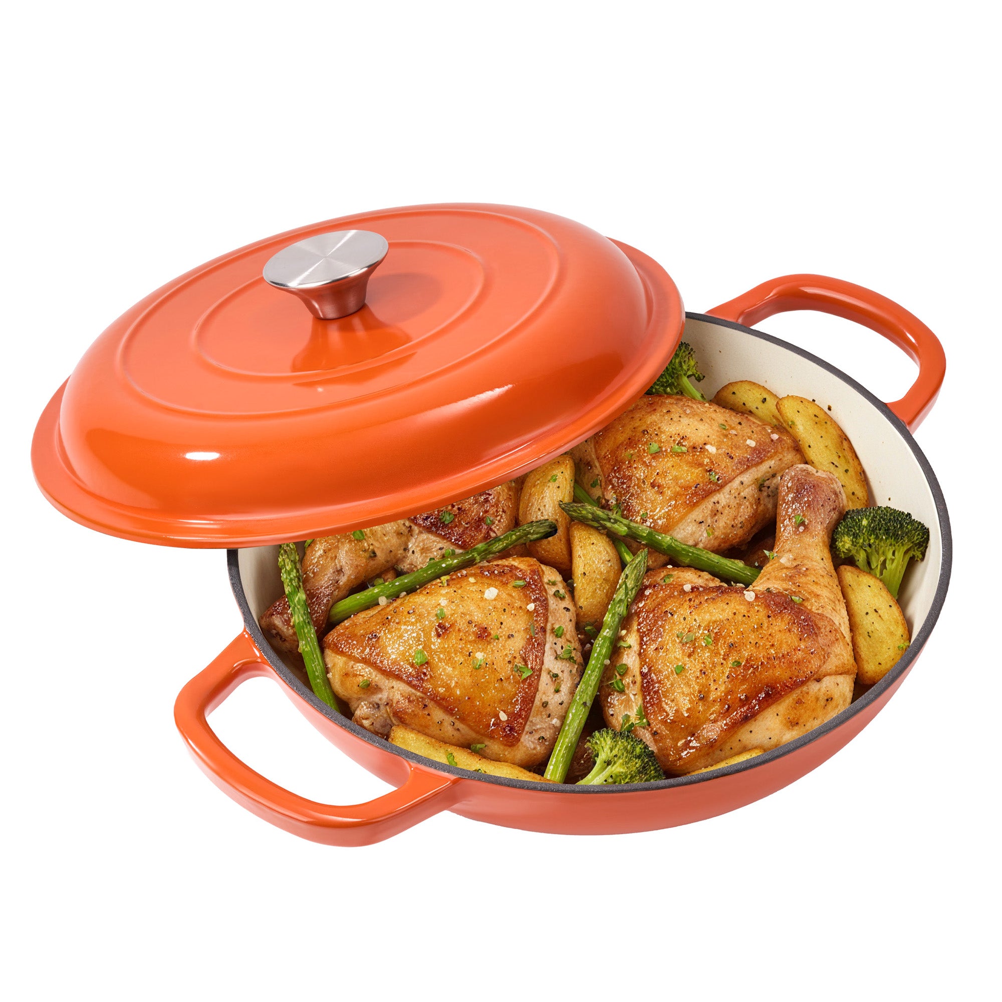 Daluvenix 3 Quart Cast Iron Dutch Oven for Cooking/Stewing – Enameled, Nonstick, Dual Handles, Oven & Stovetop Friendly
