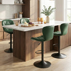 Daluvenix Modern Bar Stools Set of 4, Adjustable Swivel Counter Height Bar Chairs with Back, Faux Leather Upholstered for Kitchen Island