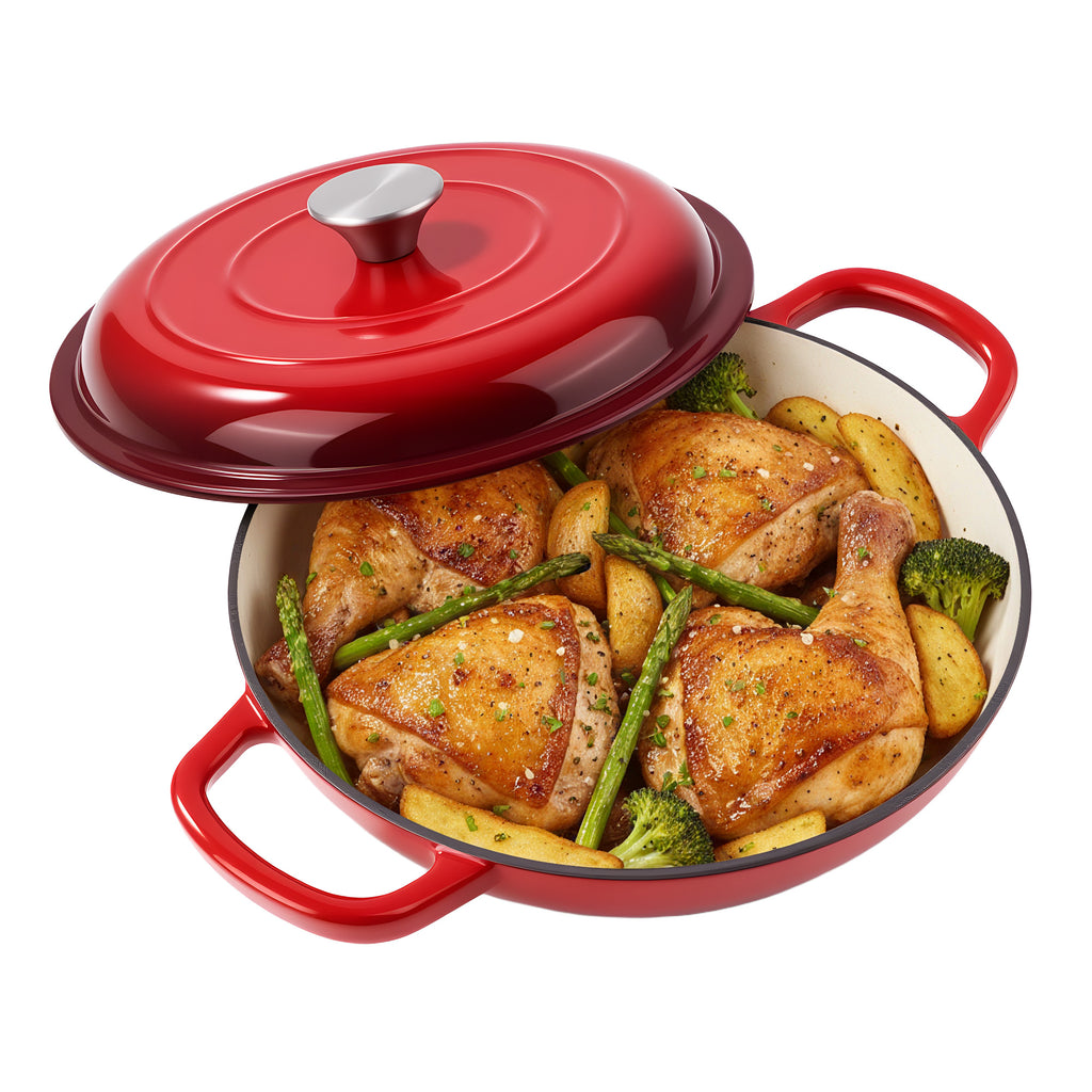 Daluvenix 3 Quart Cast Iron Dutch Oven for Cooking/Stewing – Enameled, Nonstick, Dual Handles, Oven & Stovetop Friendly