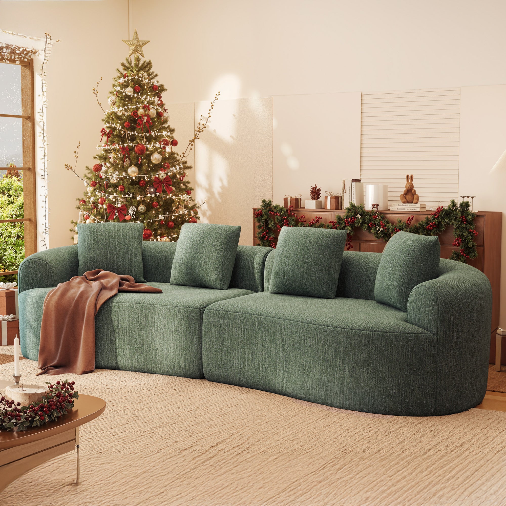 Daluvenix 110" Modular Sectional Sofa Modern 4 Seater Curved Sofa Couch for Living Room