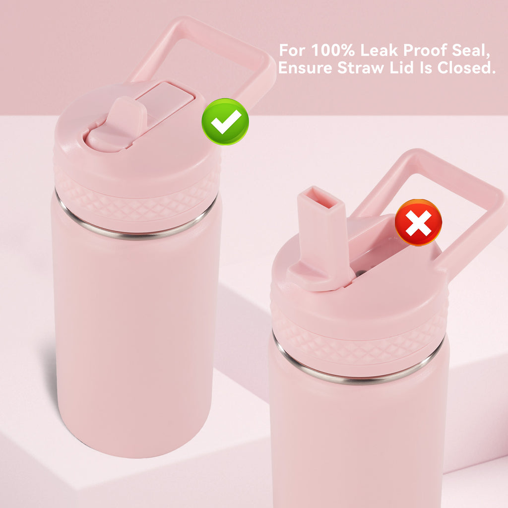 Daluvenix 12 oz Kids Water Bottle, Toddler Water Bottle 2-in-1 Straw and Chug, Stainless Steel Insulated Bottle for Kids, BPA-Free, Leak-Proof