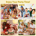 Daluvenix Gold Plastic Dinnerware Set for 50 Guests, Silver Plastic Plates for Party, 50 Disposable Plates, 50 Dessert Plates, 50 Napkins with Silverware, 50 Cups