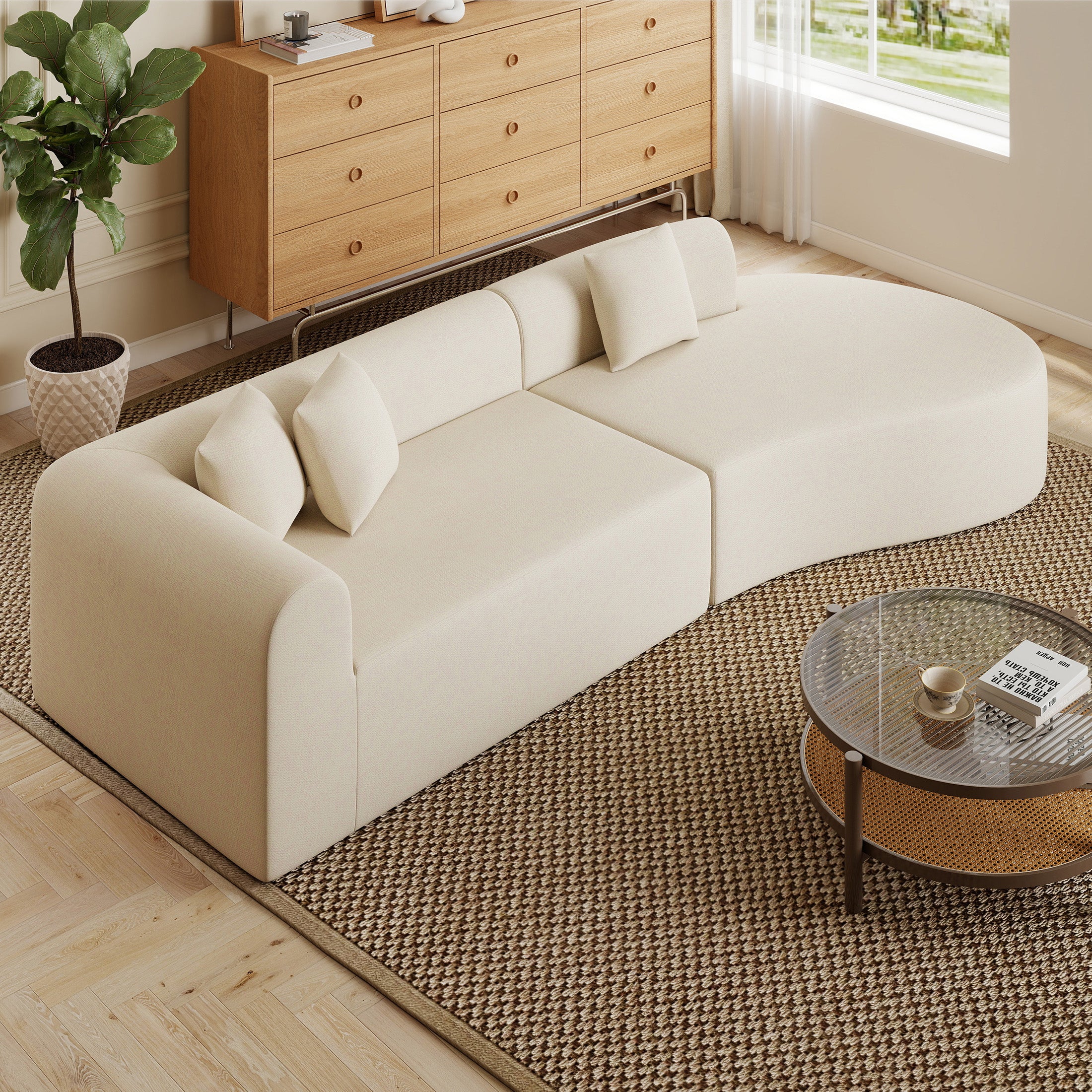 Daluvenix Modern Curved Sofa 126'' Oversized Boneless Cloud Sectional Couch