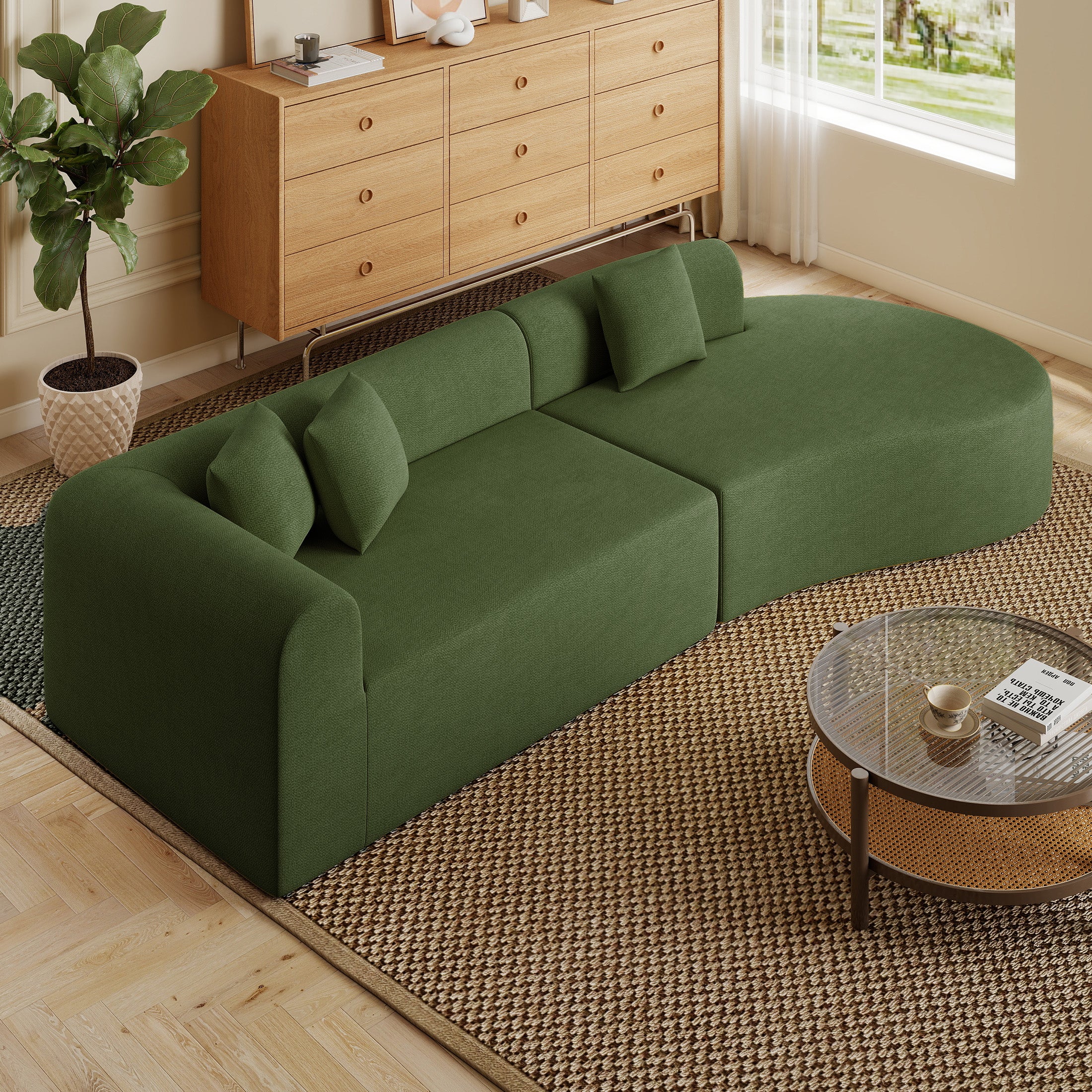 Daluvenix Modern Curved Sofa 126'' Oversized Boneless Cloud Sectional Couch