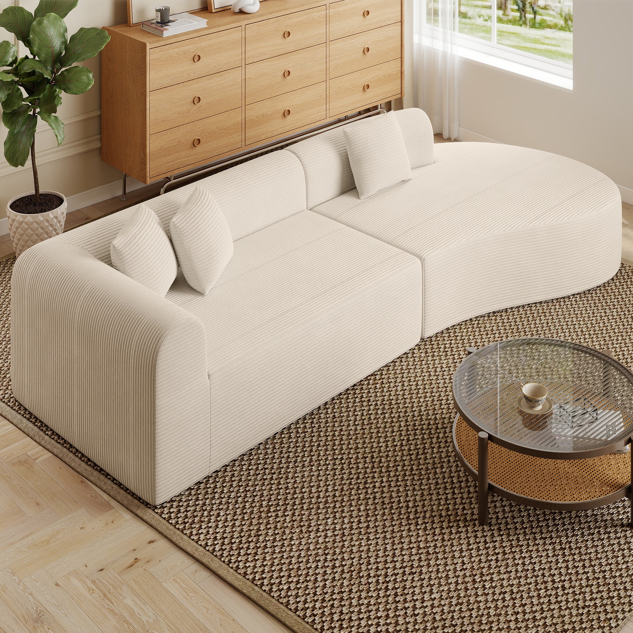 Daluvenix Modern Curved Sofa 126'' Oversized Boneless Cloud Sectional Couch