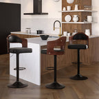 Daluvenix Swivel Bar Stools Set of 2/4, Wooden Kitchen Bar Chairs with Back, PU Leather Counter Height Barstools for Kitchen Island