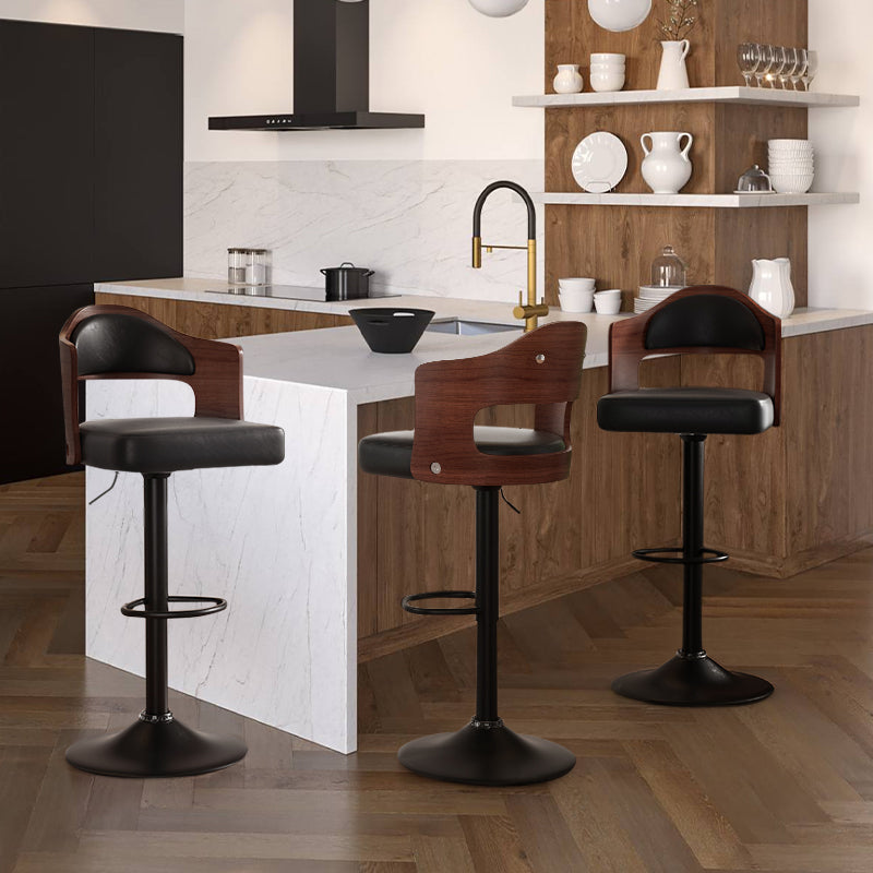 Daluvenix Swivel Bar Stools Set of 2/4, Wooden Kitchen Bar Chairs with Back, PU Leather Counter Height Barstools for Kitchen Island