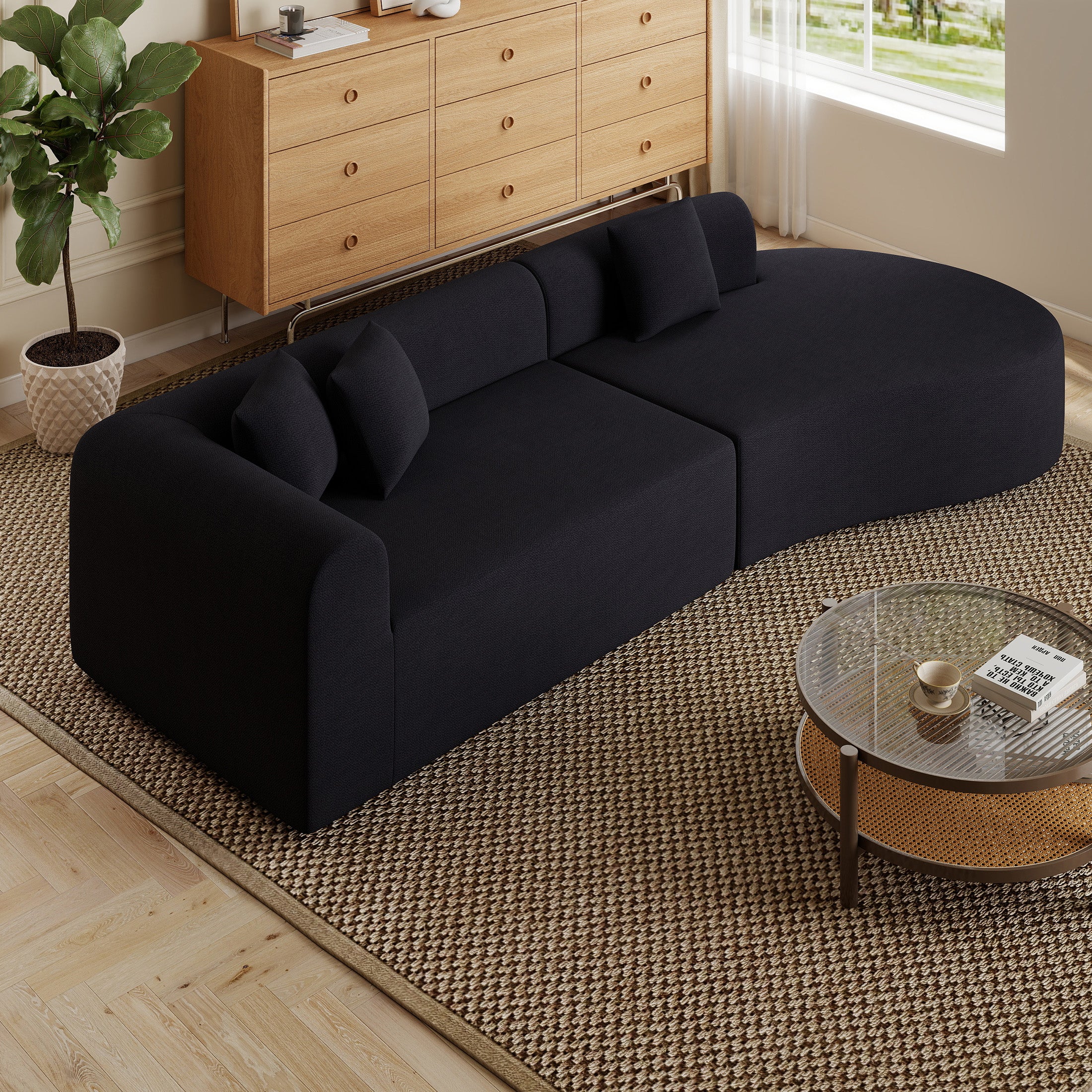 Daluvenix Modern Curved Sofa 126'' Oversized Boneless Cloud Sectional Couch