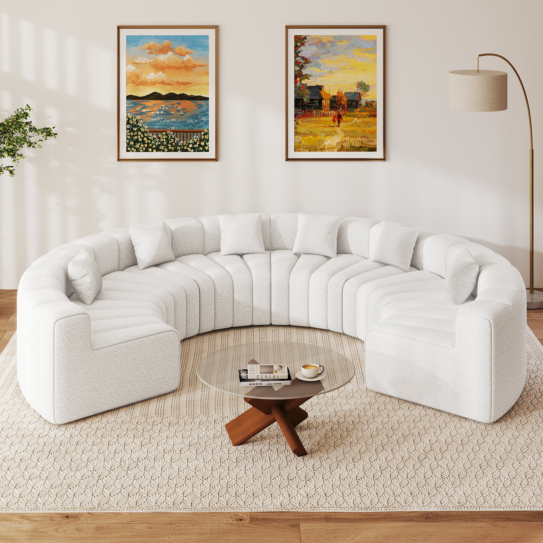 Daluvenix 128''Oversized Round Curved Sofa Modern Round Modular Sectional Sofa
