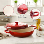 Daluvenix 3 Quart Cast Iron Dutch Oven for Cooking/Stewing – Enameled, Nonstick, Dual Handles, Oven & Stovetop Friendly