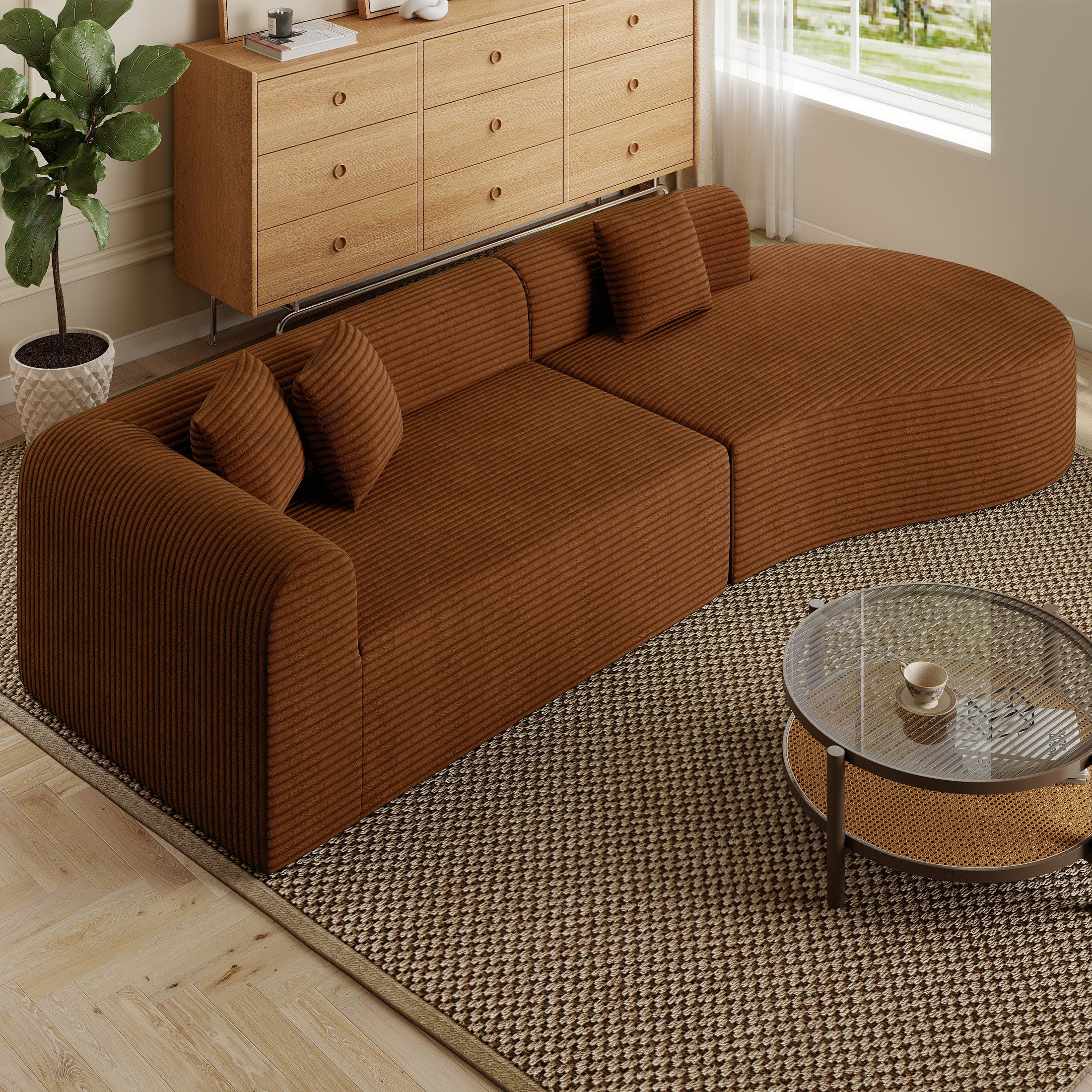 Daluvenix Modern Curved Sofa 126'' Oversized Boneless Cloud Sectional Couch