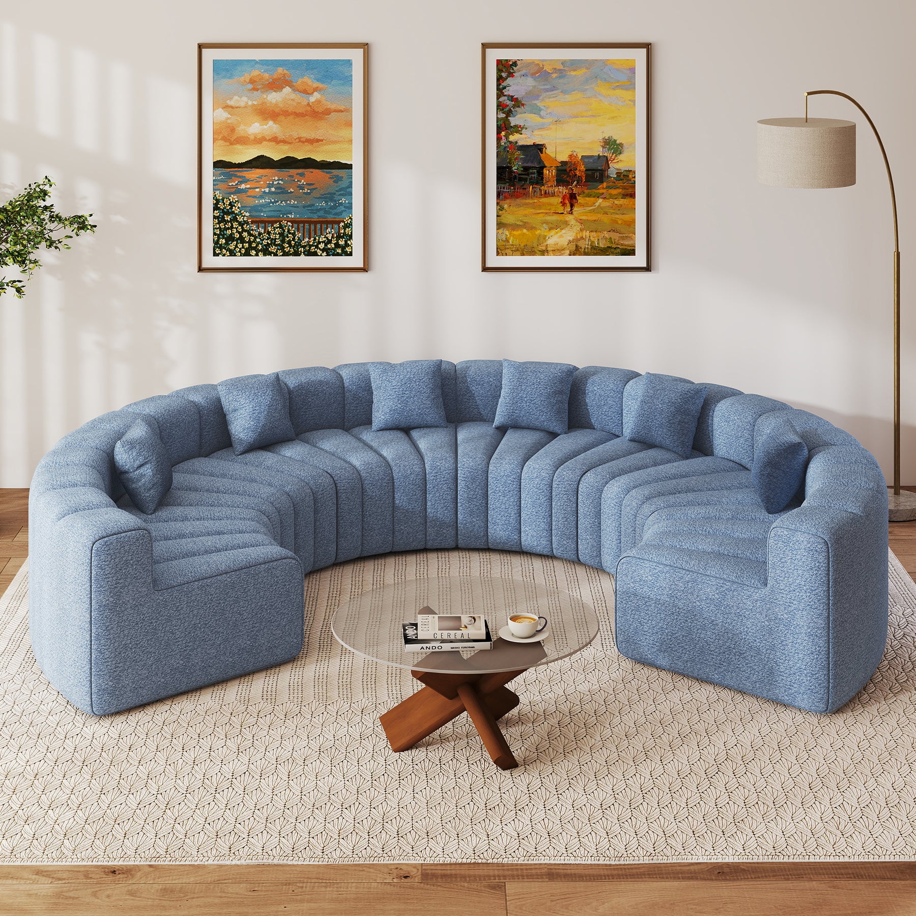 Daluvenix 128''Oversized Round Curved Sofa Modern Round Modular Sectional Sofa