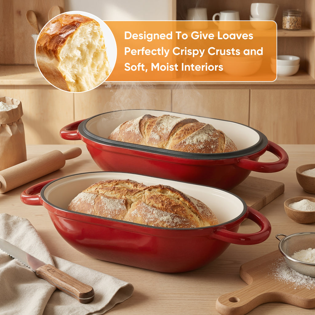 Daluvenix 2qt Dutch Oven for Bread Baking, Enameled Cast Iron Bread Oven with Lid, Non Stick