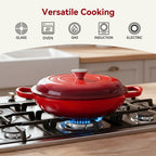Daluvenix 3 Quart Cast Iron Dutch Oven for Cooking/Stewing – Enameled, Nonstick, Dual Handles, Oven & Stovetop Friendly
