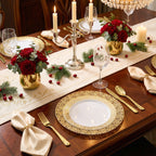 Daluvenix 350 Pcs Gold Dinnerware Set, Gold Plastic Plates with Gold Lace Rim Design, Gold Disposable Dinnerware Set for Wedding, Party and Graduation
