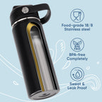 Daluvenix Stainless Steel Water Bottle with Straw Lid, 18oz / 24oz Vacuum Insulated Water Bottles for Sports, Travel