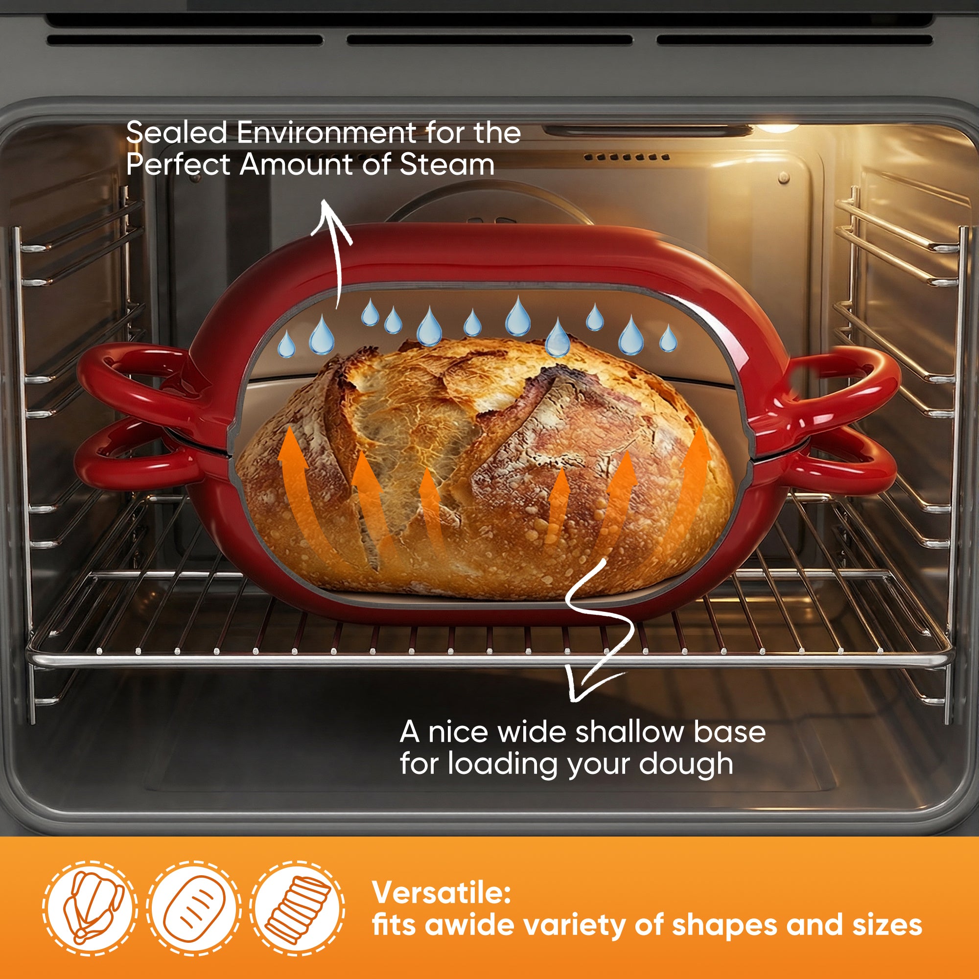 Daluvenix 2qt Dutch Oven for Bread Baking, Enameled Cast Iron Bread Oven with Lid, Non Stick