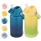 Daluvenix Kids Water Bottle with Straw Lid 12oz，Leakproof toddler Water Bottle for School, Insulated Stainless Steel Water Bottles for Kids BPA Free