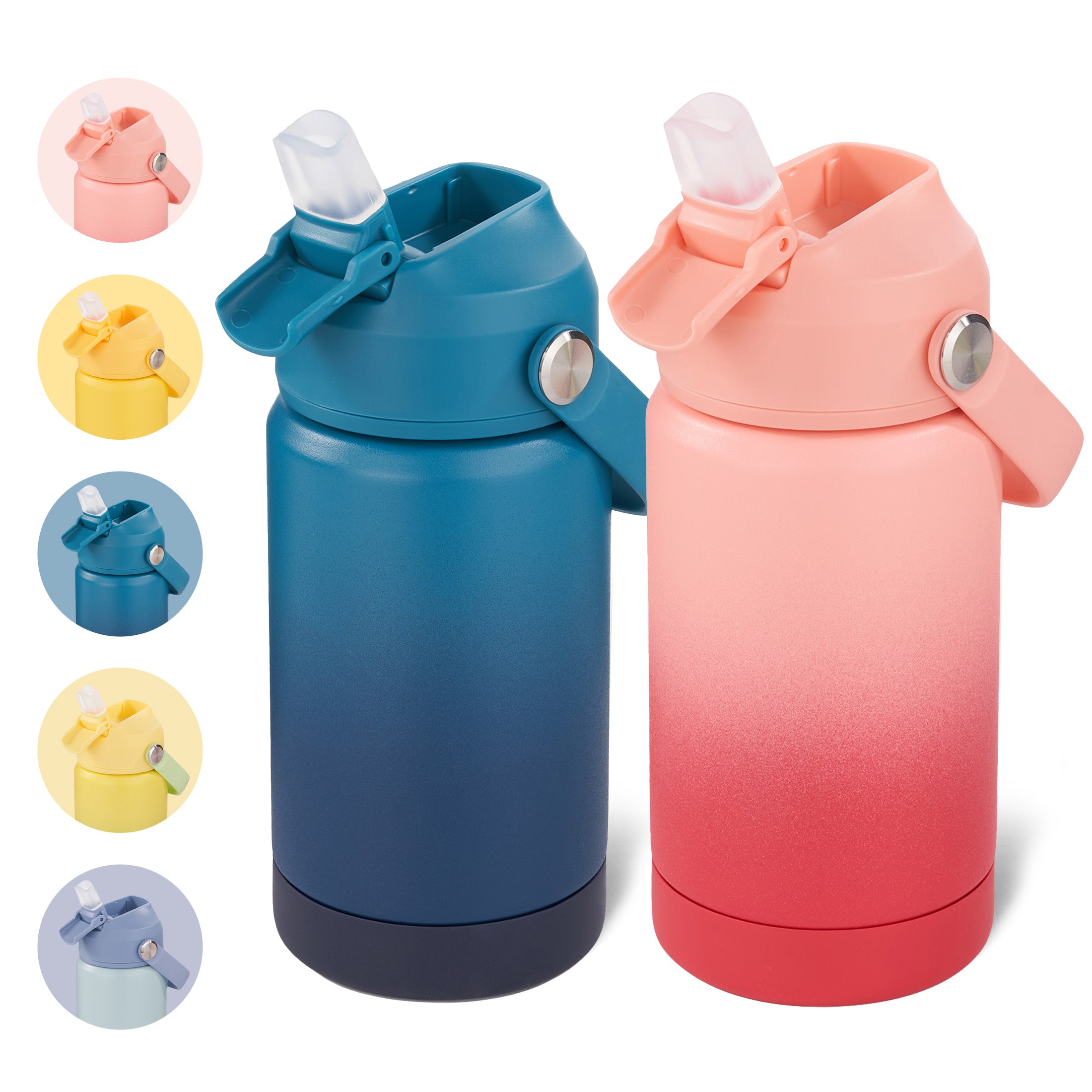 Daluvenix Kids Water Bottle with Straw Lid 12oz，Leakproof toddler Water Bottle for School, Insulated Stainless Steel Water Bottles for Kids BPA Free