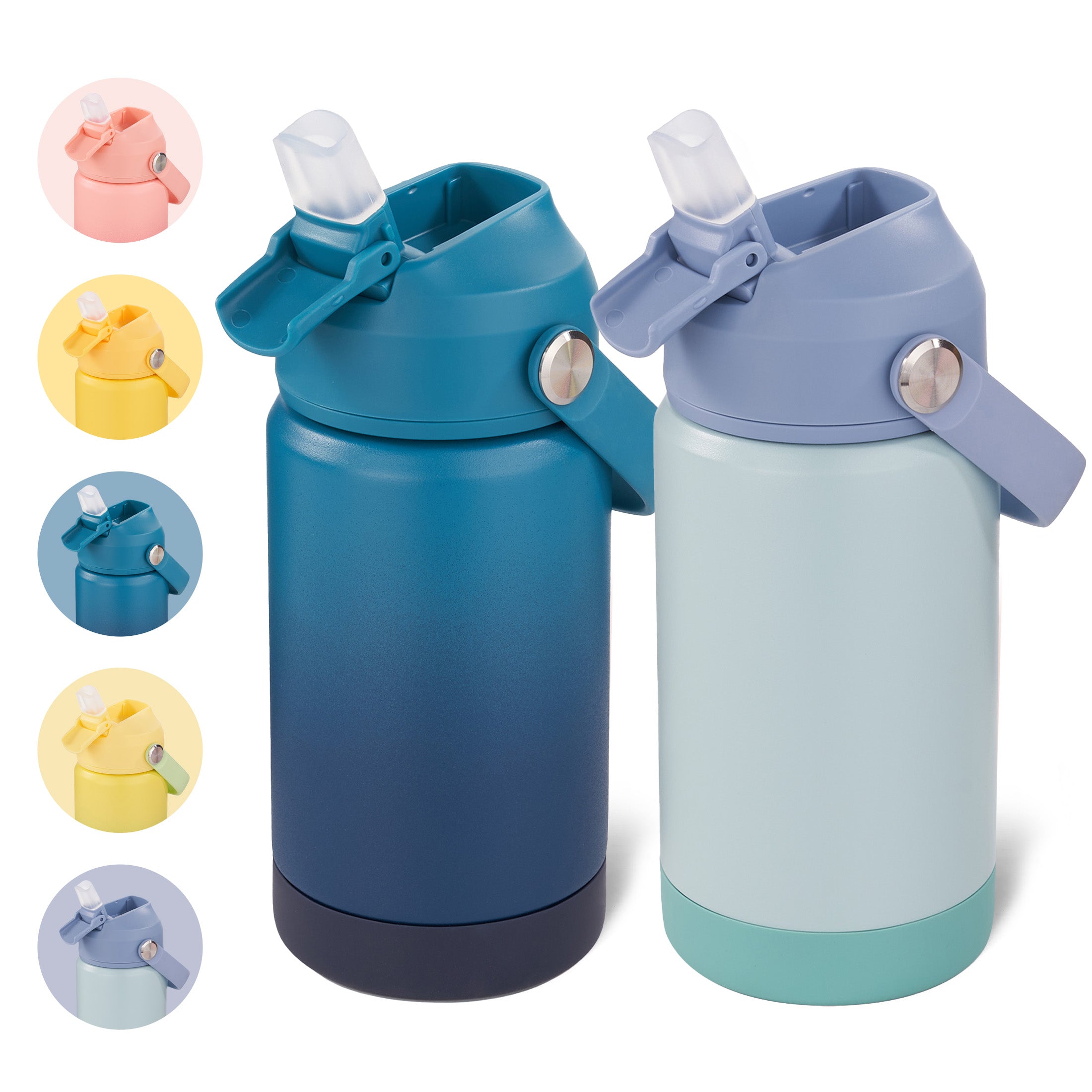 Daluvenix Kids Water Bottle with Straw Lid 12oz，Leakproof toddler Water Bottle for School, Insulated Stainless Steel Water Bottles for Kids BPA Free
