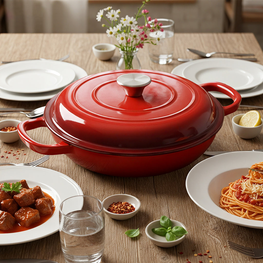 Daluvenix 3 Quart Cast Iron Dutch Oven for Cooking/Stewing – Enameled, Nonstick, Dual Handles, Oven & Stovetop Friendly
