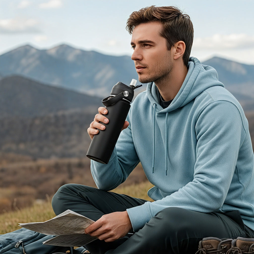 Daluvenix Stainless Steel Water Bottle with Straw Lid, 18oz / 24oz Vacuum Insulated Water Bottles for Sports, Travel