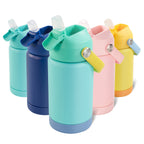 Daluvenix Kids Water Bottle with Straw Lid 12oz，Leakproof toddler Water Bottle for School, Insulated Stainless Steel Water Bottles for Kids BPA Free