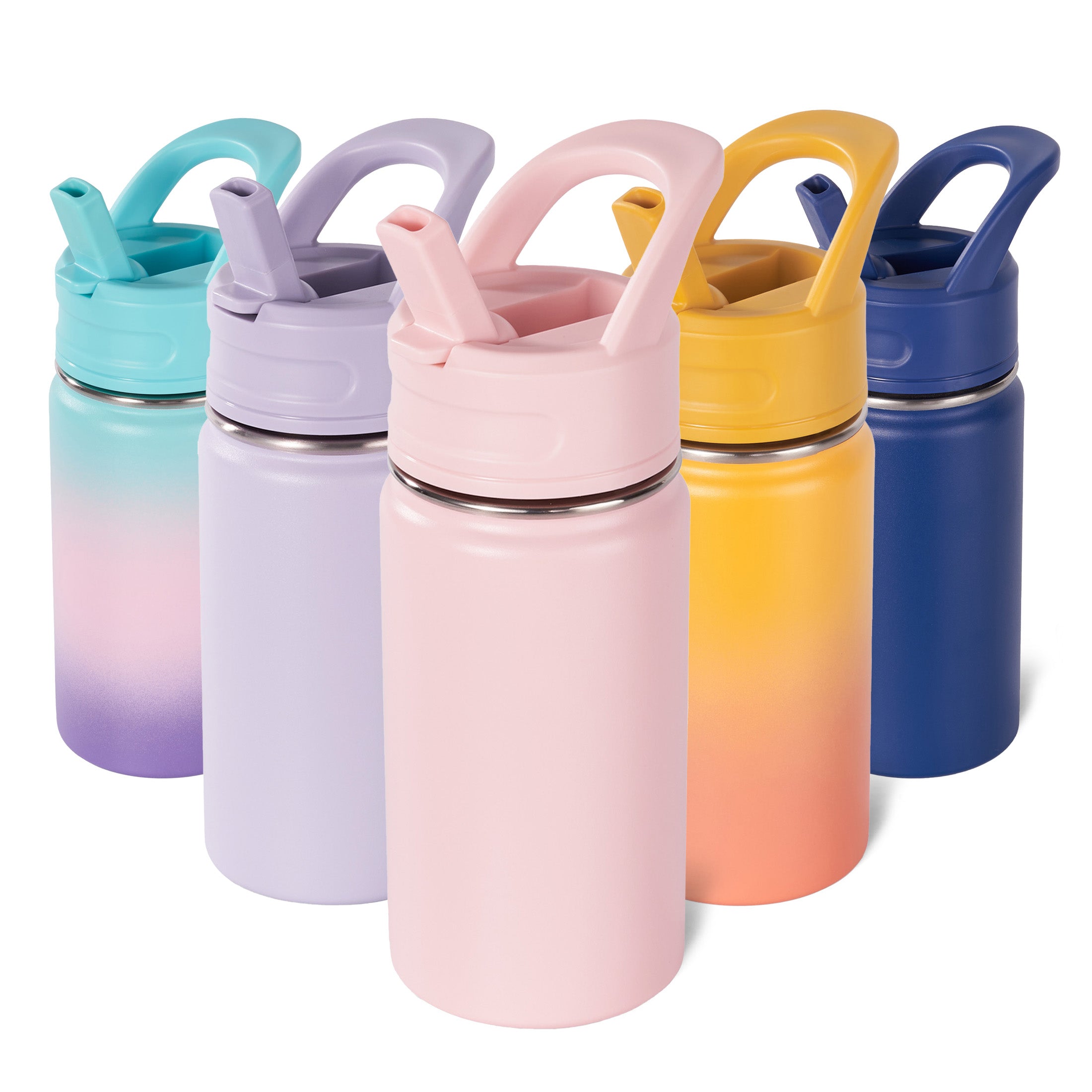 Daluvenix 12oz Insulated Kids Water Bottle with Straw and Carry Handle, Leak-Proof BPA-Free Stainless Steel Bottle