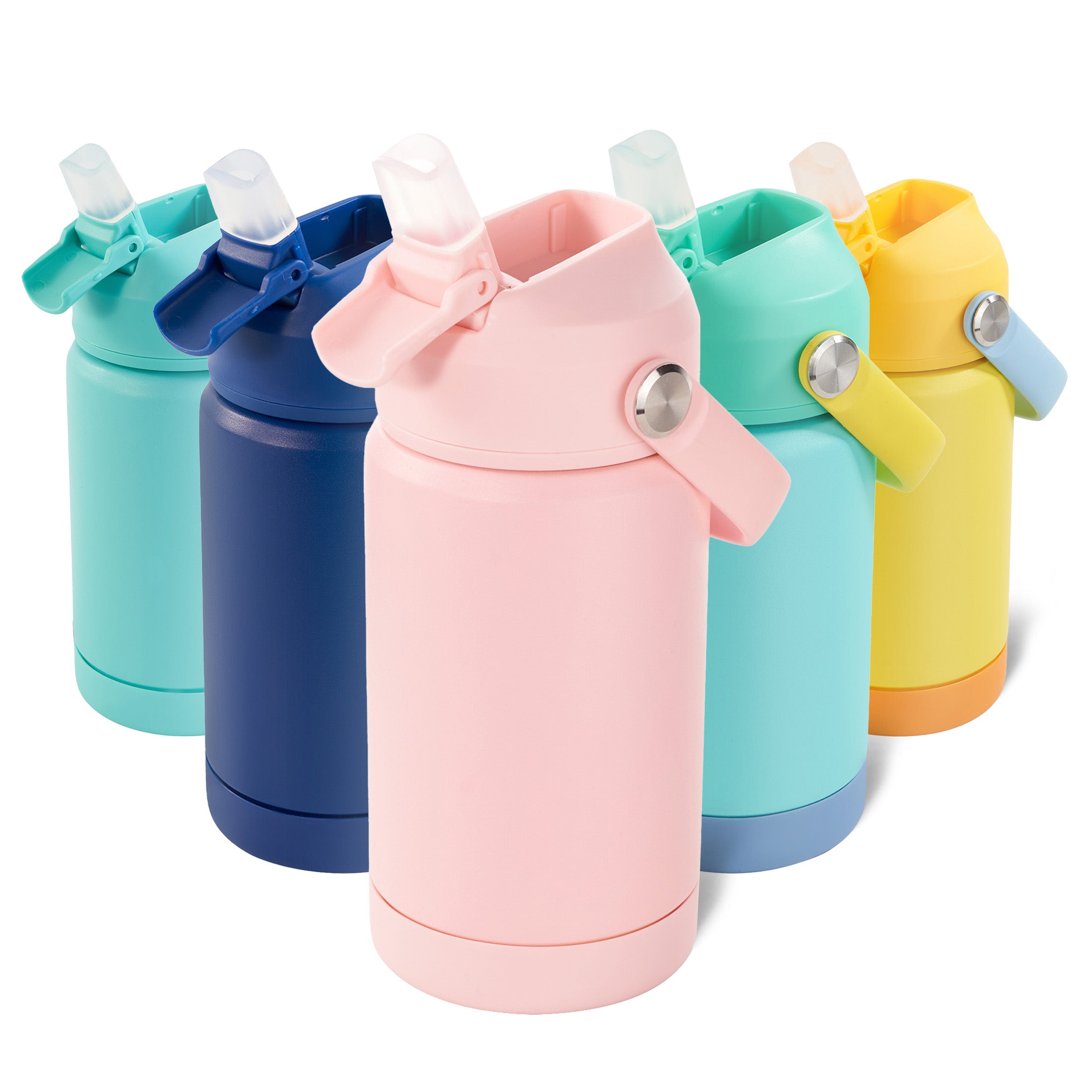 Daluvenix Kids Water Bottle with Straw Lid 12oz，Leakproof toddler Water Bottle for School, Insulated Stainless Steel Water Bottles for Kids BPA Free