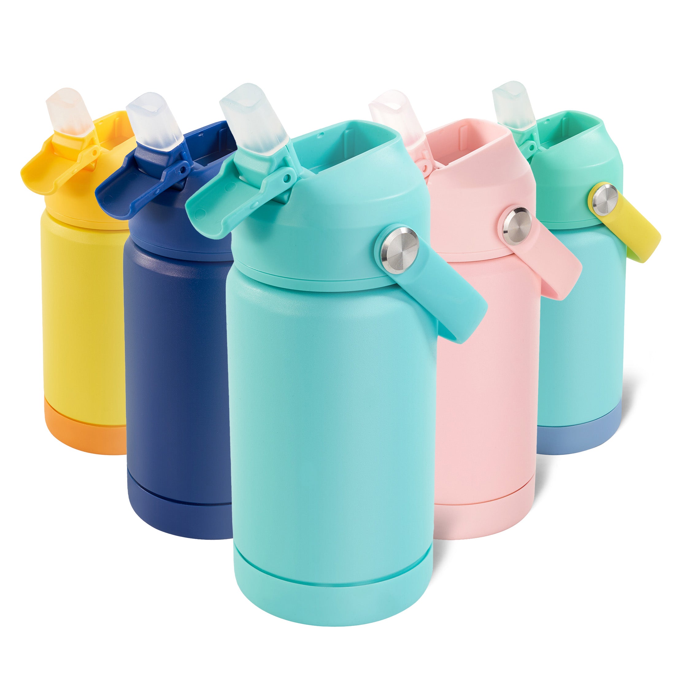 Daluvenix Kids Water Bottle with Straw Lid 12oz，Leakproof toddler Water Bottle for School, Insulated Stainless Steel Water Bottles for Kids BPA Free