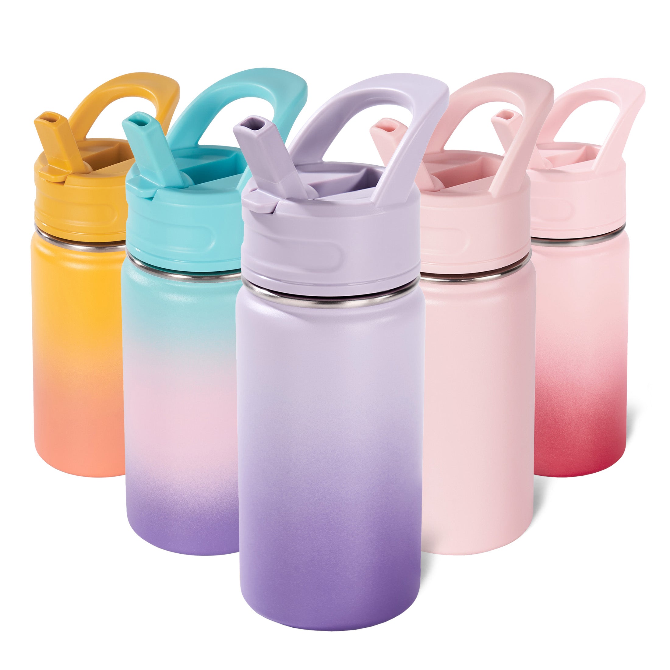 Daluvenix 12oz Insulated Kids Water Bottle with Straw and Carry Handle, Leak-Proof BPA-Free Stainless Steel Bottle