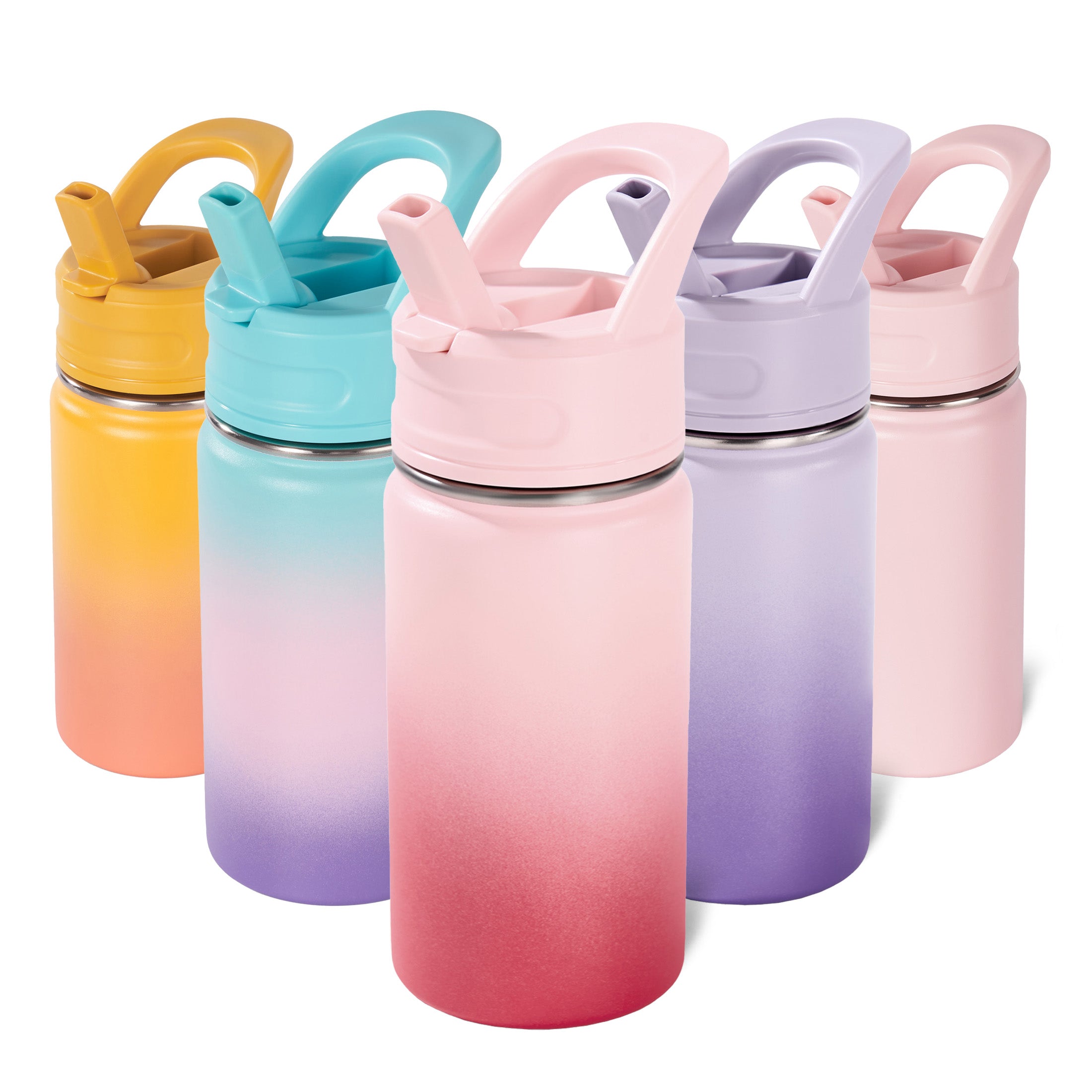 Daluvenix 12oz Insulated Kids Water Bottle with Straw and Carry Handle, Leak-Proof BPA-Free Stainless Steel Bottle