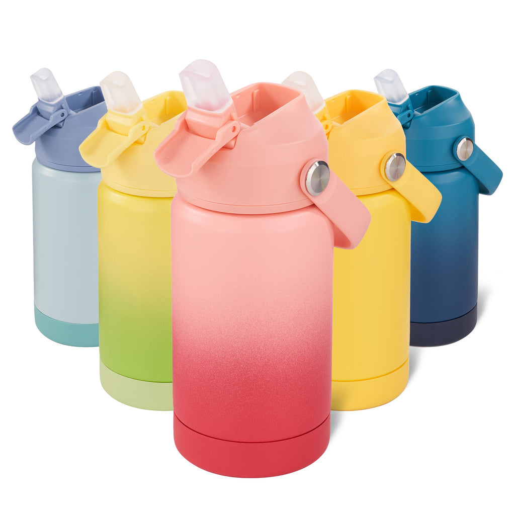 Daluvenix Kids Water Bottle with Straw Lid 12oz，Leakproof toddler Water Bottle for School, Insulated Stainless Steel Water Bottles for Kids BPA Free