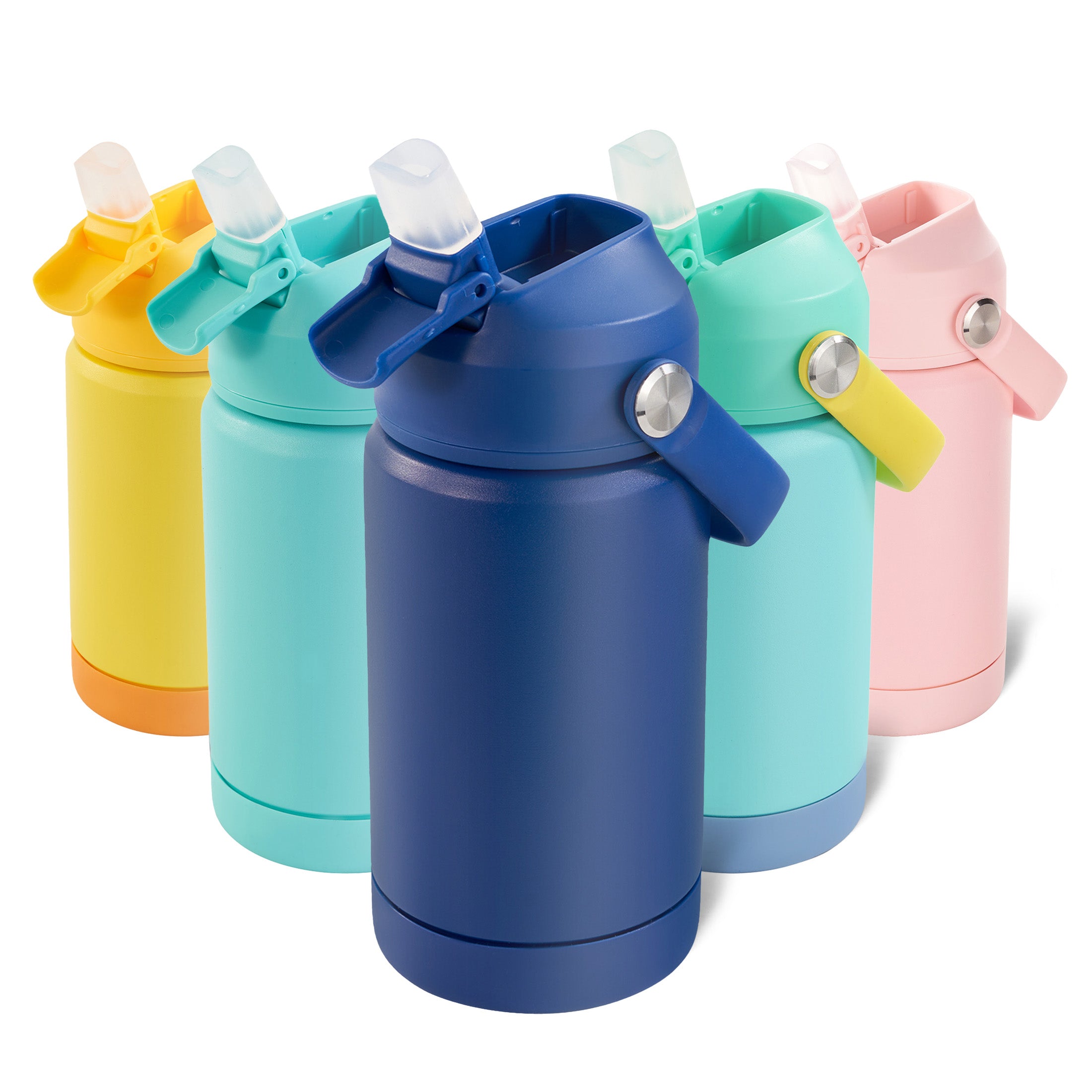 Daluvenix Kids Water Bottle with Straw Lid 12oz，Leakproof toddler Water Bottle for School, Insulated Stainless Steel Water Bottles for Kids BPA Free