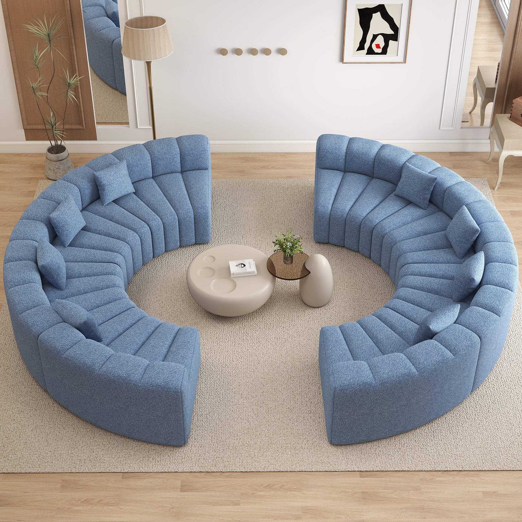 Daluvenix 128''Oversized Round Curved Sofa Modern Round Modular Sectional Sofa