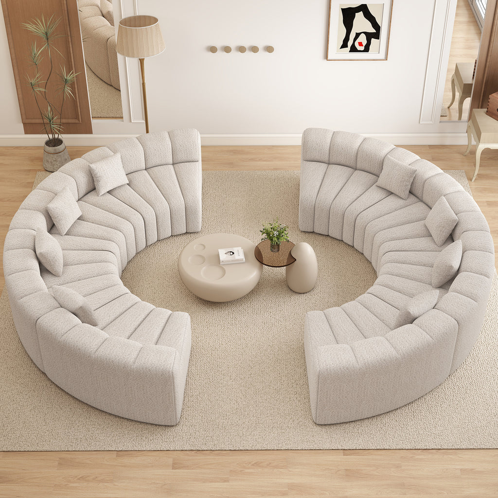 Daluvenix 128''Oversized Round Curved Sofa Modern Round Modular Sectional Sofa