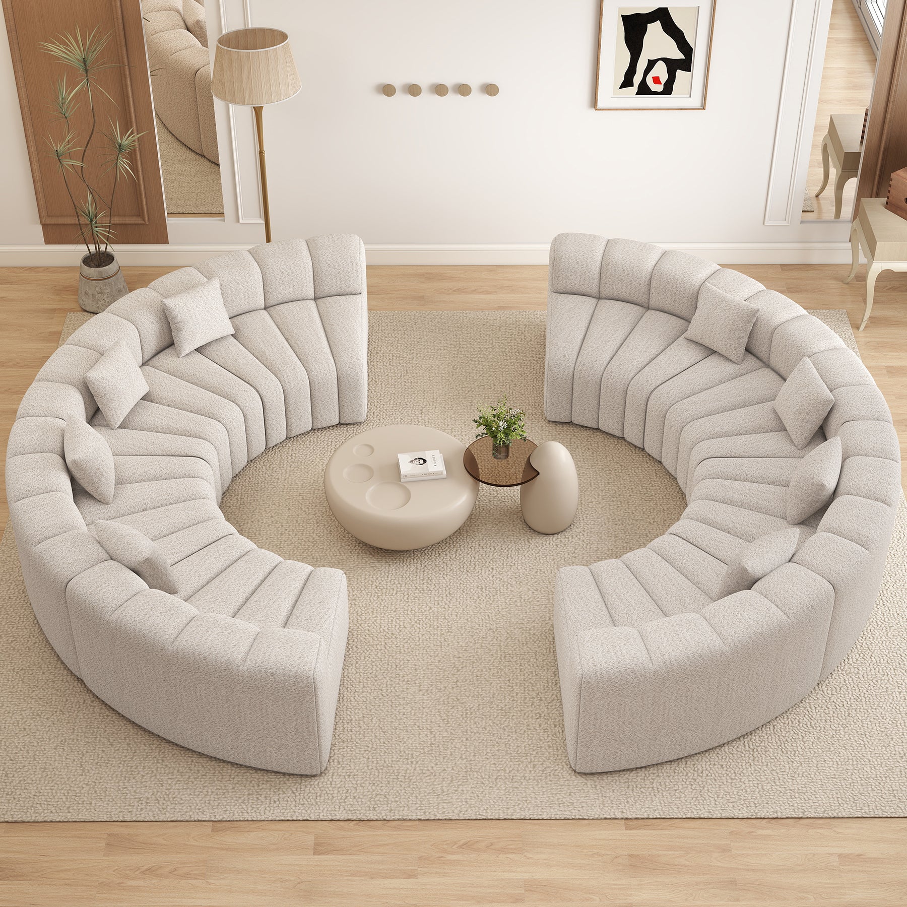 Daluvenix 128''Oversized Round Curved Sofa Modern Round Modular Sectional Sofa