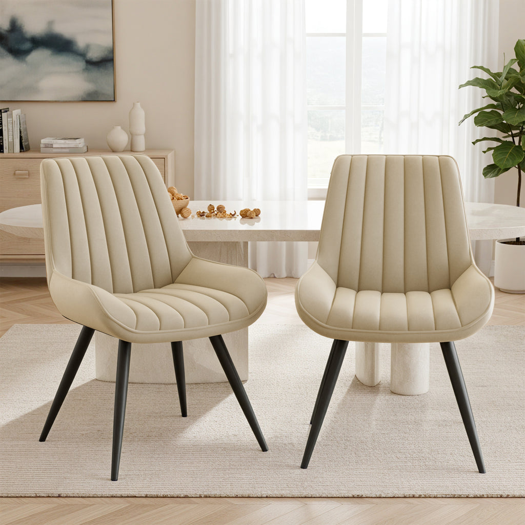 Daluvenix Modern Dining Chairs Set of 2/4, Upholstered Fabric Comfy Kitchen Dining Chairs with Metal Legs & Thick Cushions for Dining Living Room