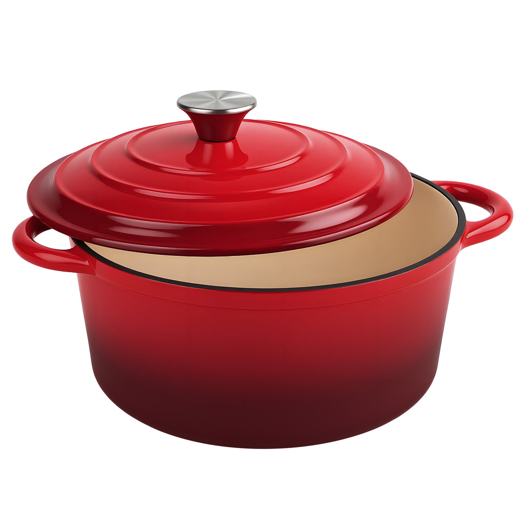 Daluvenix 6qt Enameled Cast Iron Dutch Oven Pot with Lid for Bread,Non-Stick Cookware with Dual Handles for Cooking & Roasting