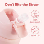 Daluvenix Kids Water Bottle with Straw Lid 12oz，Leakproof toddler Water Bottle for School, Insulated Stainless Steel Water Bottles for Kids BPA Free