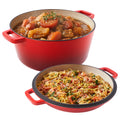 Daluvenix 2 in 1 Cast Iron Dutch Oven Pot with Skillet Lid, 6+2qt Pre-Seasoned Multipurpose Cookware for baking, braising, and stewing