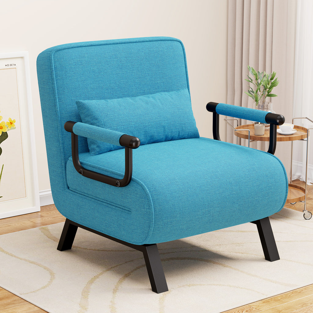 Daluvenix 4 in 1 Convertible Sofa Bed Sleeper Chair with a Pillow, 5 Position Modern Single Person Chaise Lounge Couch , Linen Folding Bed for Living Room Office