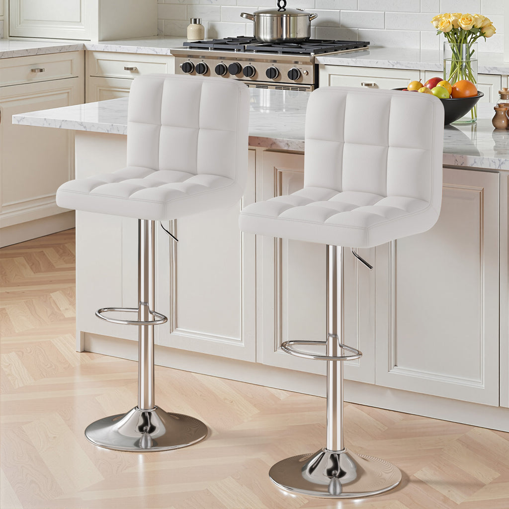 Daluvenix Swivel Bar stools set of 2 Modern PU Leather Barstools with Midback