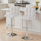 Daluvenix Swivel Bar stools set of 2 Modern PU Leather Barstools with Midback
