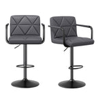 Daluvenix Bar Stools Set of 2 Black PU Leather Adjustable Swivel Barstools