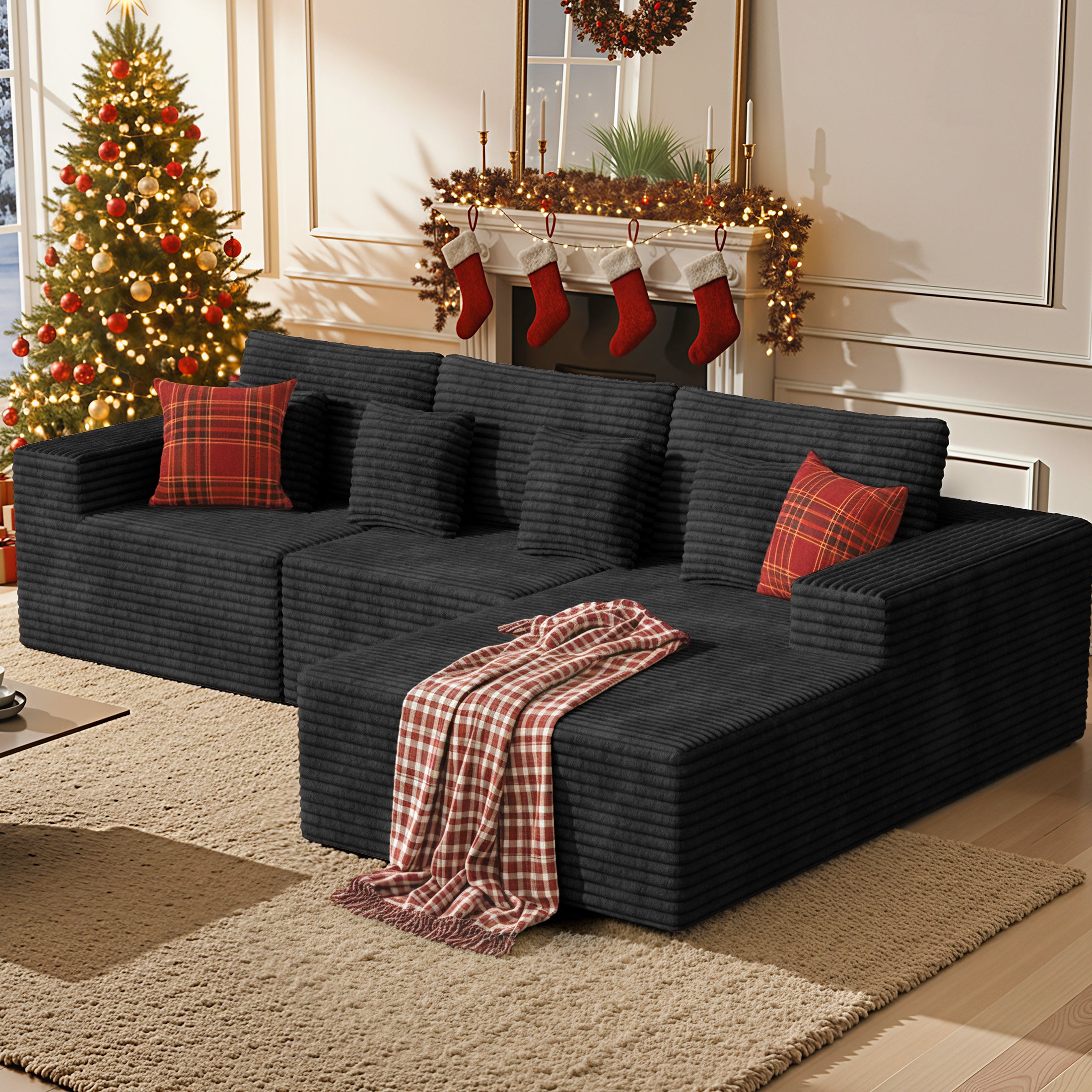 Daluvenix 111” Modular Sectional Sofa Cloud Sectional Couch with L-Shape Chaise