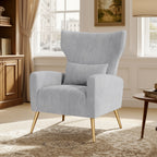 Daluvenix Velvet Accent Chair for Living Room, Modern Arm Chair with Pillow, Single Sofa Lounge Chair for Bedroom & Reading Room